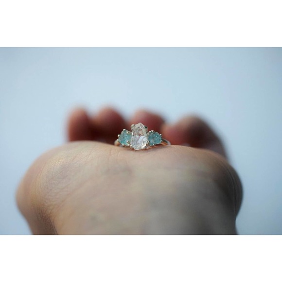 Aquamarine Ring, Raw Aquamarine Ring, raw crystal ring, rings for women, - Picture 1 of 8